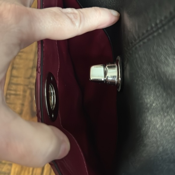 COACH Park Bag Quilted Leather & suede Hobo Shoulder color block Maroon black - Picture 14 of 16